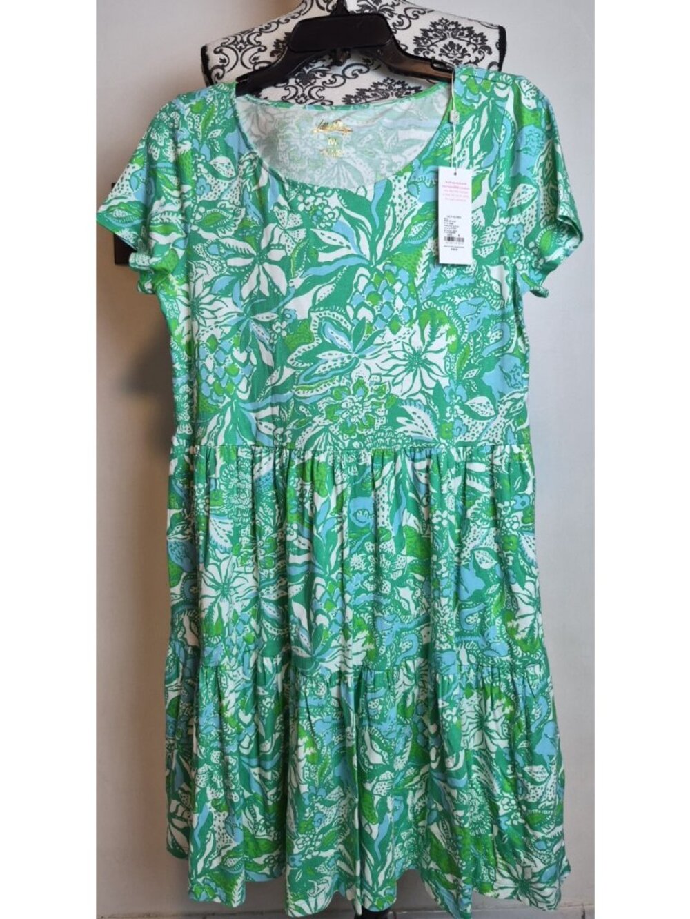 Lilly Pulitzer Geanna Dress NWT Botanical Green Safari Sangria Size M $108